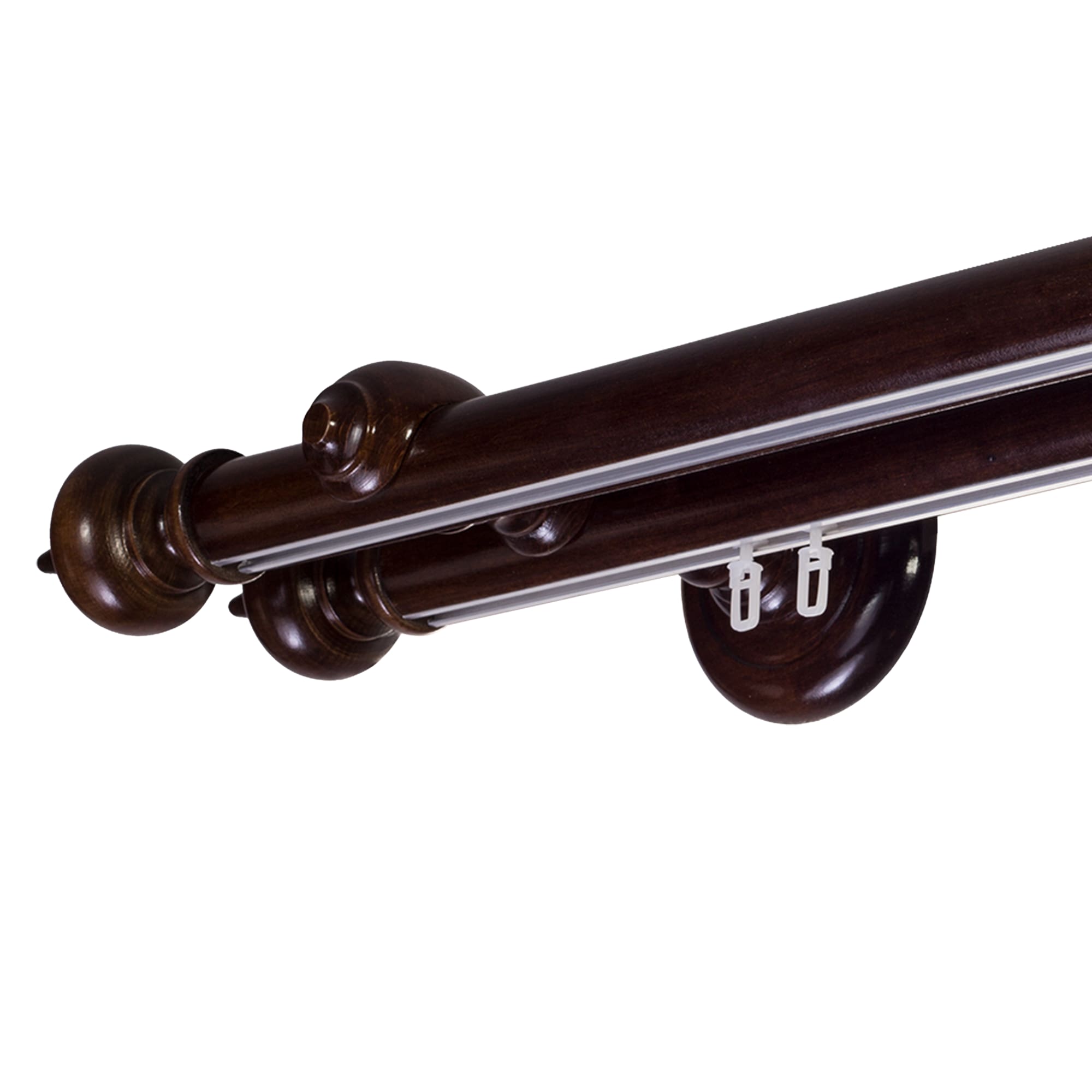 Galerie lemn perdea  Globo Double 35mm cu aluminiu Nuc